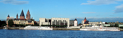 Die Stadt vom Rhein aus gesehen. (Quelle: Stadt Mainz)